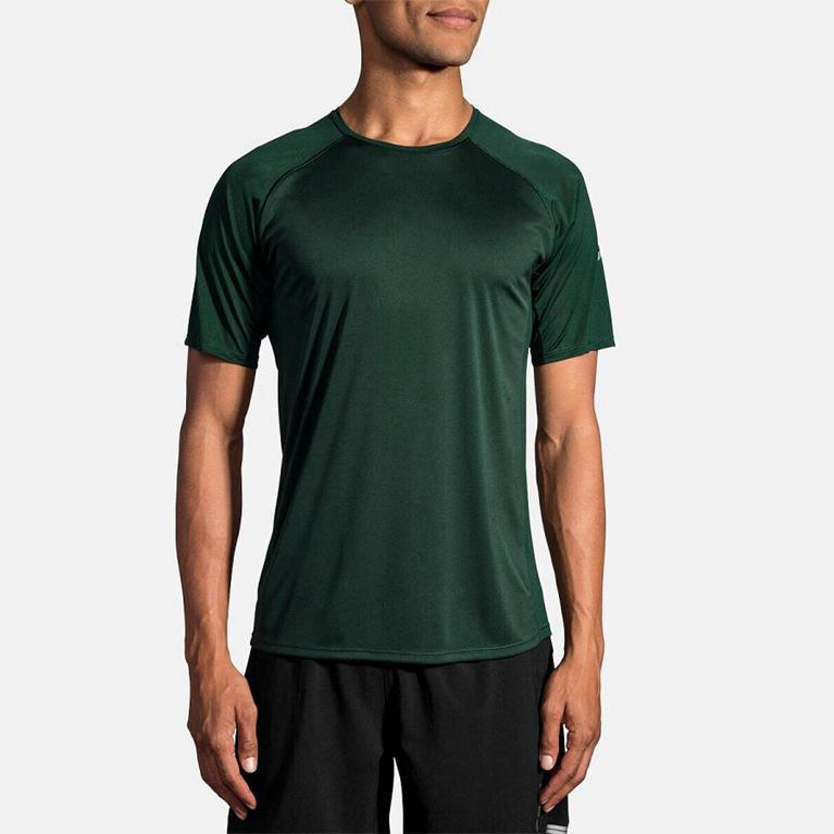 Brooks STEALTH Short Sleeve Running Shirt Mens Online - Green (SCT391607)